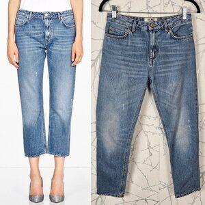 Acne Studios Distressed High Rise Pop Lt Vintage Boyfriend Jeans